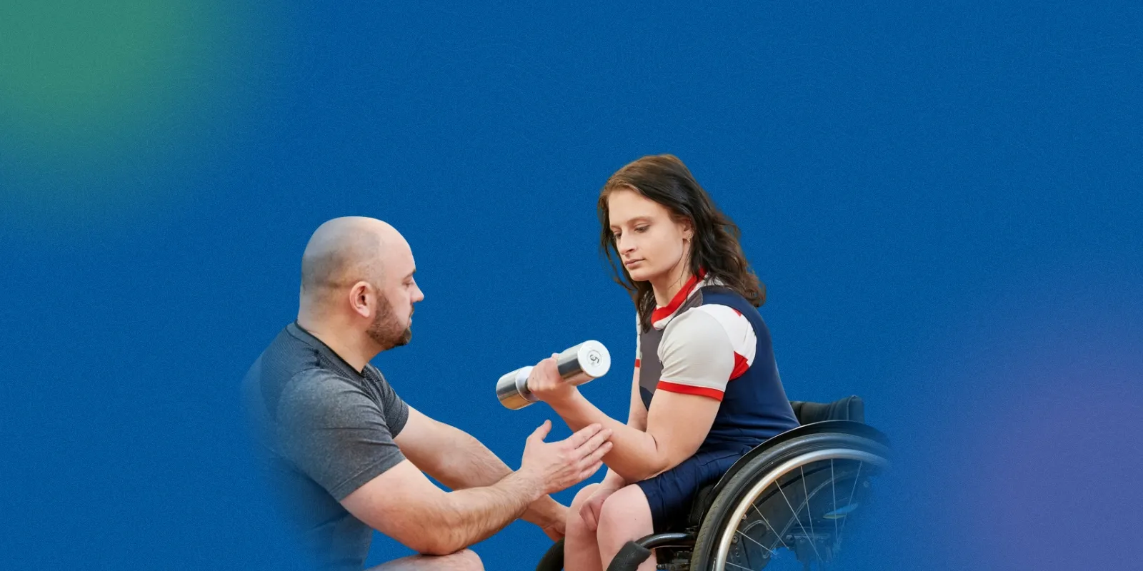 A person with muscular dystrophy trying to lift weights